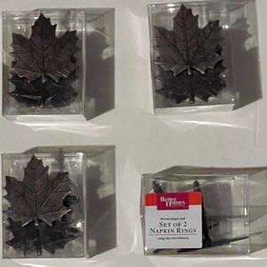 - BRAND NEW / SET OF 4 NAPKIN RINGS BRONZE MAPLE LEAFS / FALL THANKSGIVING